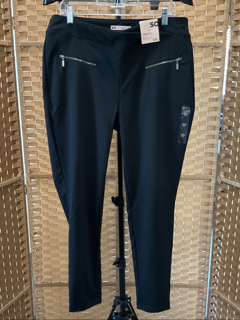 SO Black Stretch Pull-On Leggings with Zip Pockets